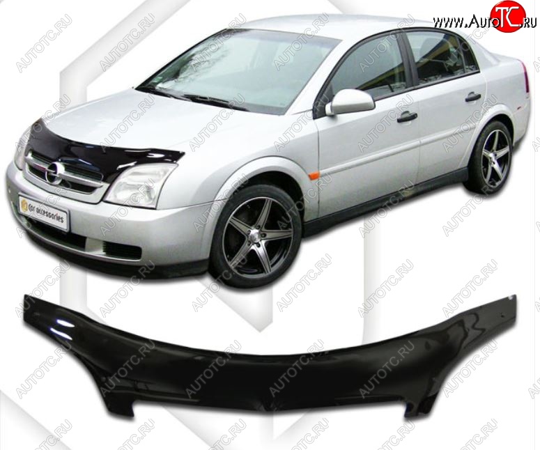 3 399 р. Дефлектор капота CA-Plastiс exclusive Opel Vectra C седан дорестайлинг (2002-2005) (Classic черный, Без надписи)  с доставкой в г. Воронеж
