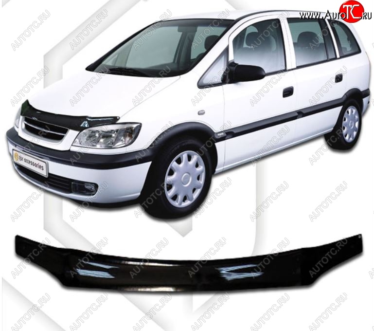 1 999 р. Дефлектор капота CA-Plastic  Opel Zafira  A (1999-2006) (Classic черный, Без надписи)  с доставкой в г. Воронеж