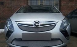1 539 р. Нижняя сетка на бампер Russtal (хром) Opel Zafira С дорестайлинг (2011-2016)  с доставкой в г. Воронеж. Увеличить фотографию 2