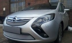 1 539 р. Нижняя сетка на бампер Russtal (хром) Opel Zafira С дорестайлинг (2011-2016)  с доставкой в г. Воронеж. Увеличить фотографию 3