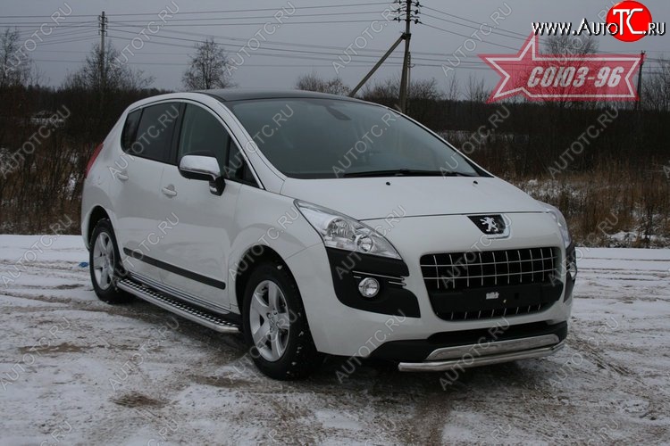 14 309 р. Одинарная защита переднего бампера диаметром трубы 60 мм Souz-96  Peugeot 3008 (2009-2013) дорестайлинг  с доставкой в г. Воронеж