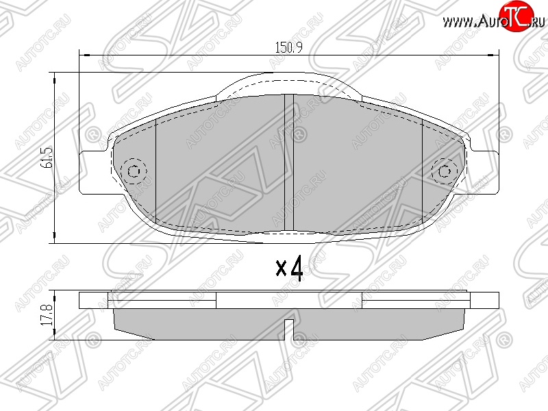 1 099 р. Колодки тормозные SAT (передние) Peugeot 308 T9 хэтчбек 5 дв. дорестайлинг (2013-2018)  с доставкой в г. Воронеж