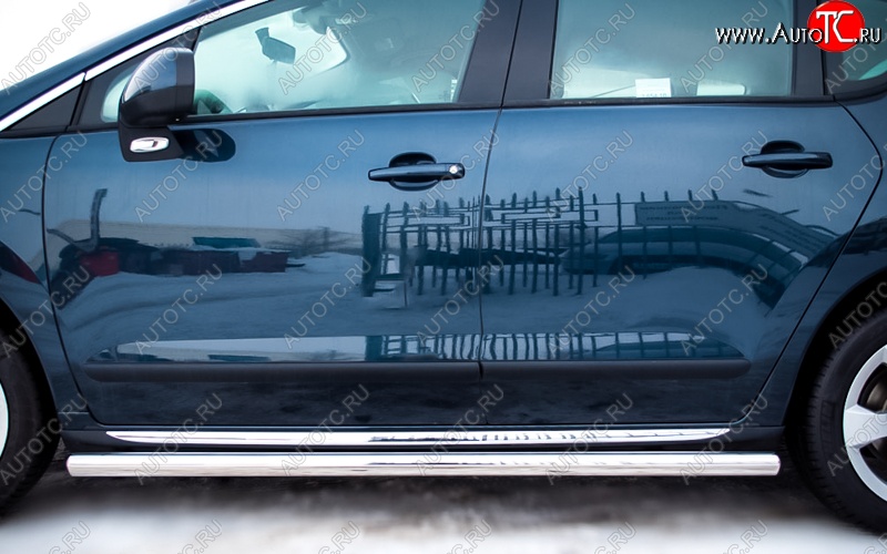 19 999 р. Защита порогов из круглой трубы диаметром 63 мм SLITKOFF v3  Peugeot 3008 (2009-2013) дорестайлинг  с доставкой в г. Воронеж