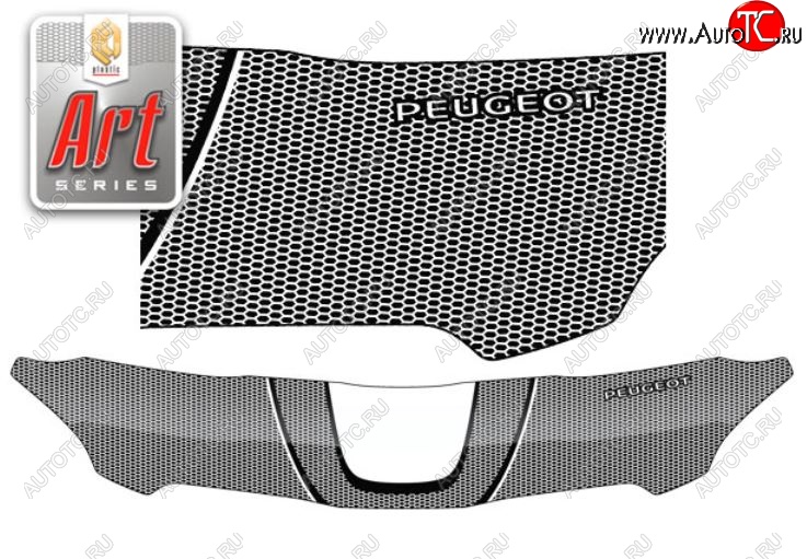 2 399 р. Дефлектор капота CA-Plastiс  Peugeot 301 (2012-2017) (Серия Art белая)  с доставкой в г. Воронеж