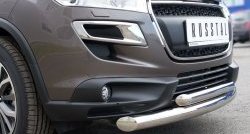 20 399 р. Защита переднего бампера (2 трубыØ76 и 63 мм, нержавейка) SLITKOFF Peugeot 4008 (2012-2017)  с доставкой в г. Воронеж. Увеличить фотографию 3