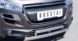 16 849 р. Защита переднего бампера (2 трубыØ75х42 мм, нержавейка) Russtal Peugeot 4008 (2012-2017)  с доставкой в г. Воронеж. Увеличить фотографию 2