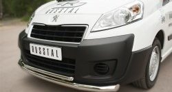 20 999 р. Защита переднего бампера (2 трубыØ63 и 42 мм, нержавейка) SLITKOFF  Peugeot Expert  G9 (2007-2017) минивэн дорестайлинг, цельнометаллический фургон дорестайлинг, минивэн рестайлинг, цельнометаллический фургон рестайлинг  с доставкой в г. Воронеж. Увеличить фотографию 2