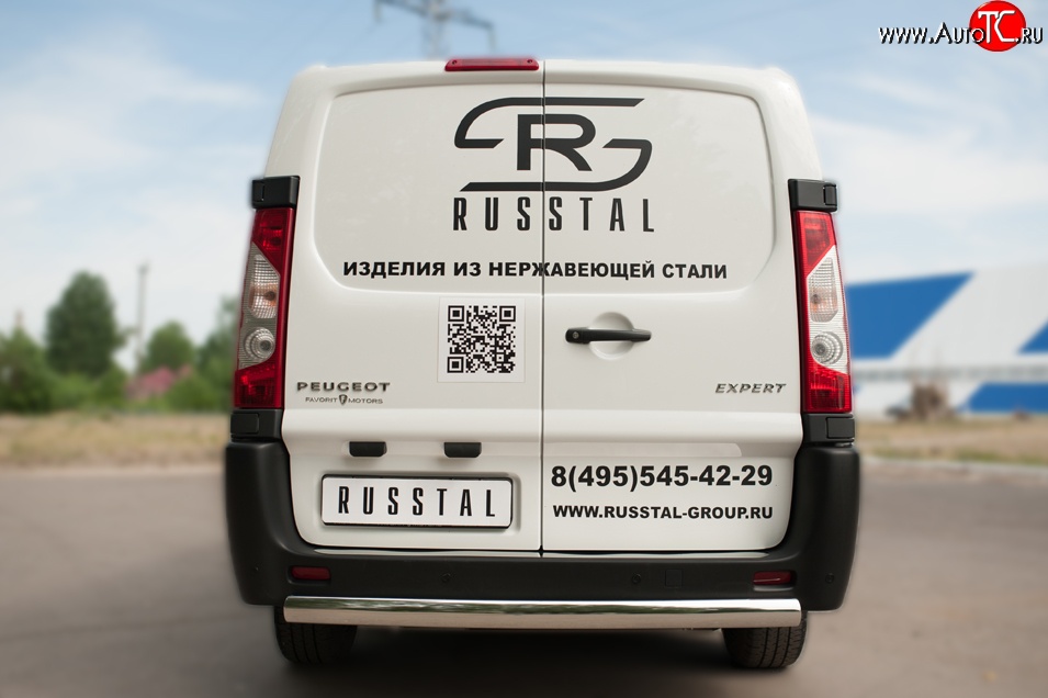 13 999 р. Защита заднего бампера (Ø75x42 мм, нержавейка) Russtal Peugeot Expert G9 минивэн дорестайлинг (2007-2013)  с доставкой в г. Воронеж