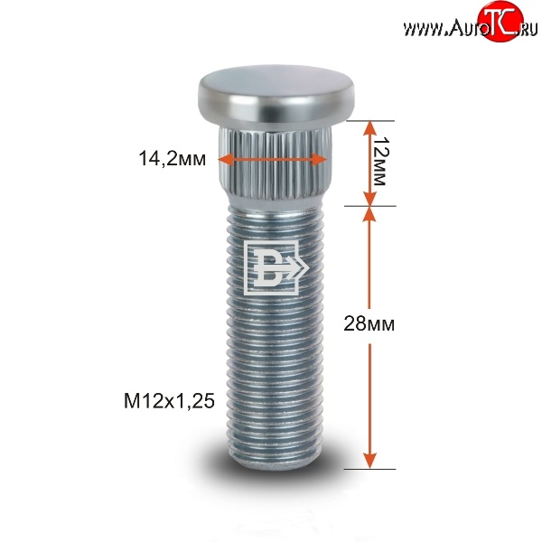 188 р. Забивная шпилька 28 мм ступицы Вектор M12x1.25x28 Nissan Navara 1 D22 рестайлинг (2000-2005)