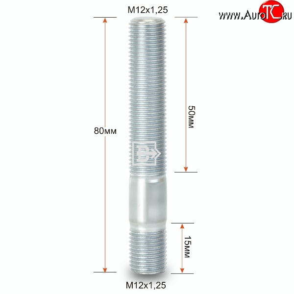 79 р. Резьбовая шпилька 80 мм ступицы Вектор M12 1.25 80 FAW Besturn X80 дорестайлинг (2014-2019)