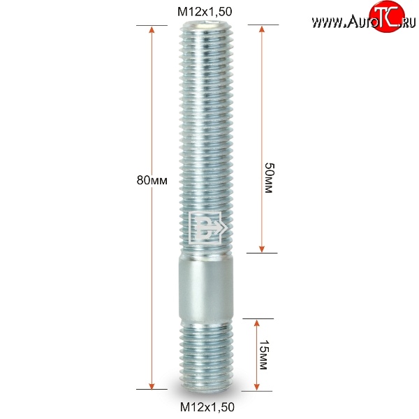 134 р. Резьбовая шпилька 80 мм ступицы Вектор M12x1.5x80 Chery Fora A21 (2006-2010)