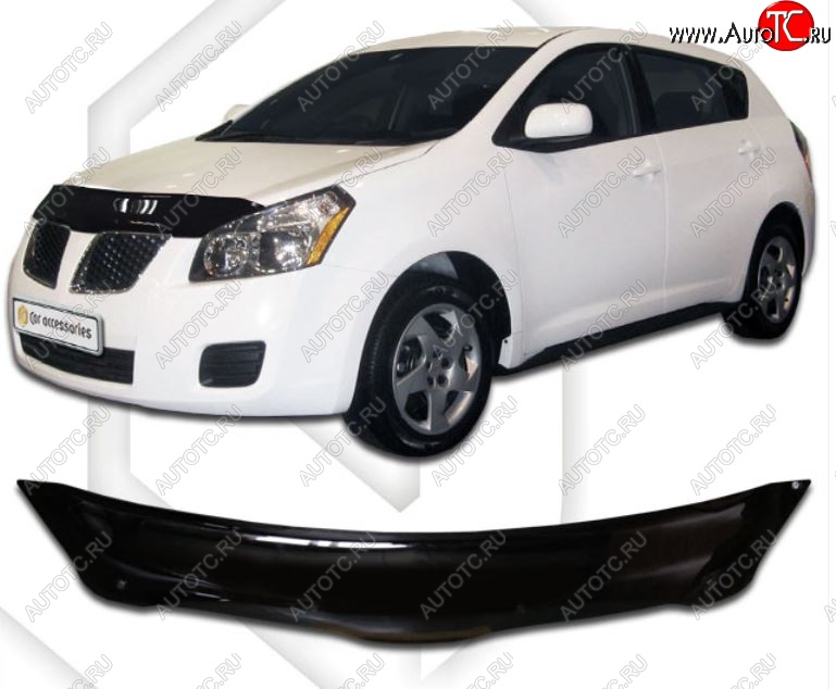 1 999 р. Дефлектор капота CA-Plastic  Pontiac Vibe  AZE (2008-2010) (Classic черный, Без надписи)  с доставкой в г. Воронеж