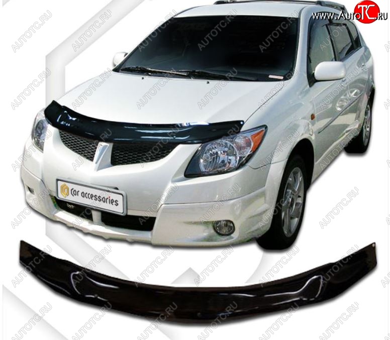 1 899 р. Дефлектор капота CA-Plastic Pontiac Vibe ZZE дорестайлинг (2002-2004) (серия Classic черный, Без надписи)  с доставкой в г. Воронеж