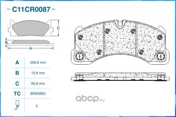 2 369 р. Комплект передних тормозных колодок CWORKS (209.6*15.6*95.6)  Porsche Cayenne  958 (2010-2018) рестайлинг  с доставкой в г. Воронеж. Увеличить фотографию 1