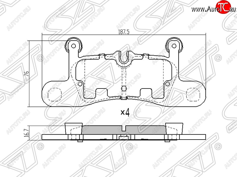 1 799 р. Колодки тормозные SAT (задние, 187,5*76*16,7)  Volkswagen Touareg  NF (2010-2014) дорестайлинг  с доставкой в г. Воронеж