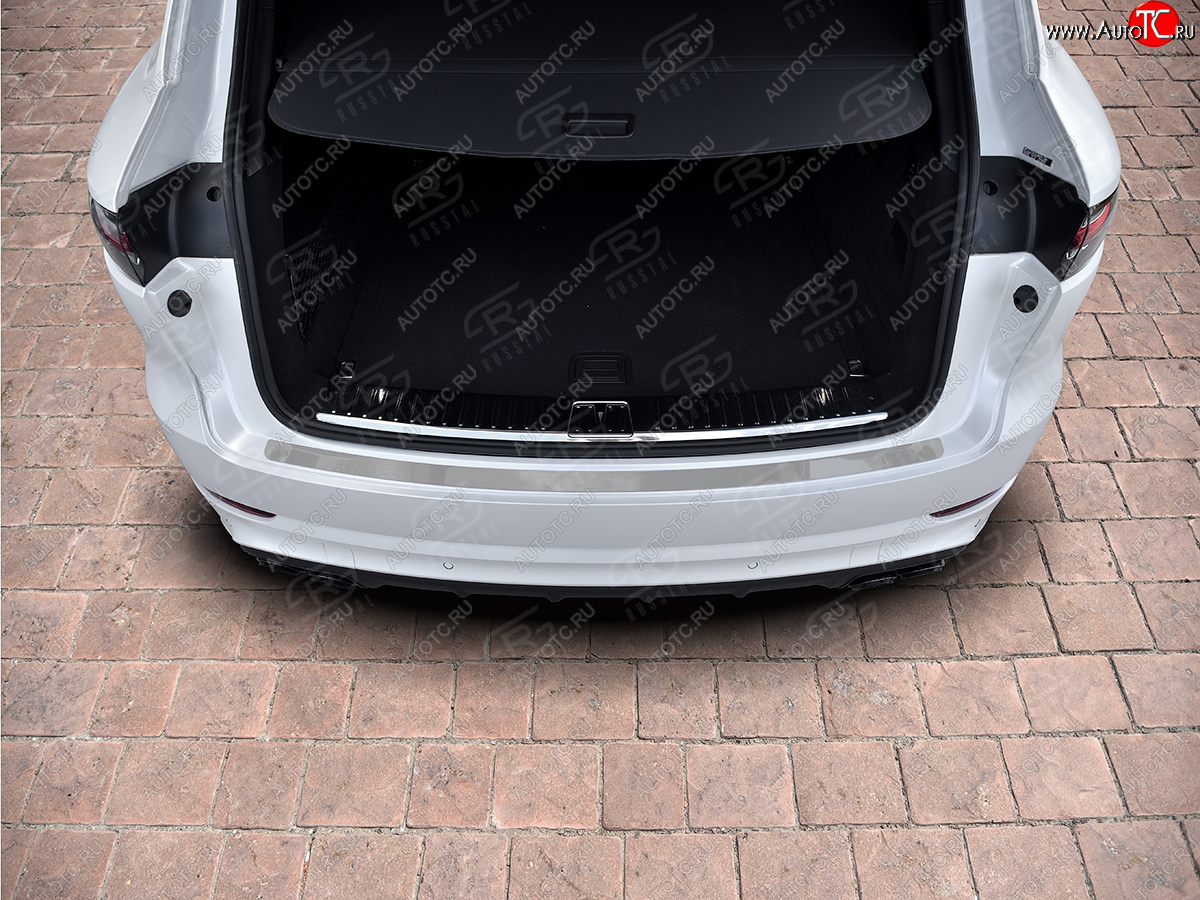 2 899 р. Защитная накладка заднего бампера на Russtal Porsche Cayenne PO536 (2018-2025) (Нержавейка полированная)  с доставкой в г. Воронеж