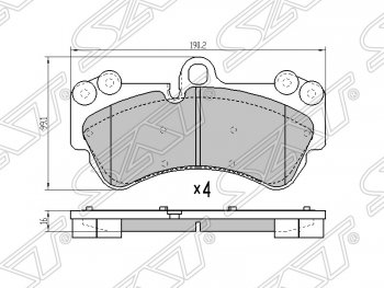 2 189 р. Колодки тормозные SAT (передние)  Porsche Cayenne ( 955,  957) (2002-2010), Volkswagen Touareg  GP (2002-2010)  с доставкой в г. Воронеж. Увеличить фотографию 1