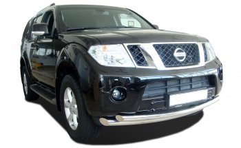 7 549 р. Двойная защита переднего бампера из труб диаметрами по 63 мм Petroil Tuning Nissan Pathfinder R51 дорестайлинг (2004-2007)  с доставкой в г. Воронеж. Увеличить фотографию 1