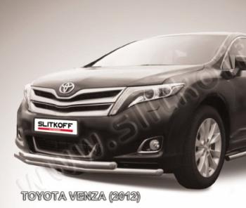 Двойная защита переднего бампера d57 мм Slitkoff Toyota Venza GV10 рестайлинг (2012-2016)