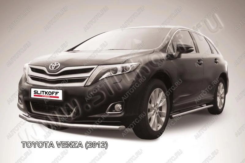 12 599 р. Защита переднего бампера d57 мм Slitkoff  Toyota Venza  GV10 (2012-2016) рестайлинг (нержавейка полированная)  с доставкой в г. Воронеж