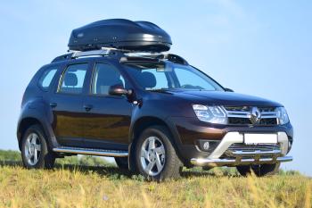 27 199 р. Защита переднего бампера PT GROUP двойная с пластинами Ø63/63мм (НПС) RENAULT Duster 2016- Renault Duster HS рестайлинг (2015-2021) (Нержавеющая полированная сталь)  с доставкой в г. Воронеж. Увеличить фотографию 5