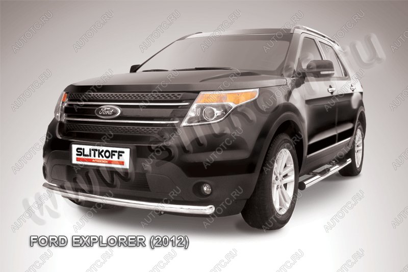 9 499 р. Защита переднего бампера d57 Slitkoff Ford Explorer U502 дорестайлинг (2010-2016) (Цвет: серебристый)  с доставкой в г. Воронеж