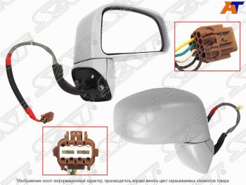 3 799 р. Боковое правое зеркало заднего вида (обогрев, 5 контактов) SAT  Nissan Tiida ( 1 седан,  1 хэтчбек) (2007-2014) C11 дорестайлинг, C11 дорестайлинг, C11 рестайлинг, C11 рестайлинг (Неокрашенное)  с доставкой в г. Воронеж. Увеличить фотографию 1