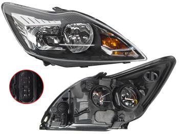 Правая фара SAT (с эл. корректором, чёрная) Ford Focus 2 седан рестайлинг (2007-2011)