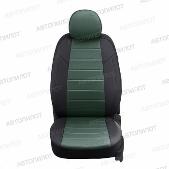 13 849 р. Чехлы на сиденья Экокожа (раздел. 40/60 экокожа) Автопилот  Hyundai Solaris  HCR (2017-2022), KIA Rio ( 4 FB,  X-line,  4 YB,  X) (2016-2025) (черный/зеленый)  с доставкой в г. Воронеж. Увеличить фотографию 5
