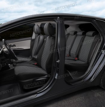 14 249 р. Чехлы сидений (экокожа/алькантара, 40/60) Автопилот Ромб Volkswagen Polo 9N1 хэтчбэк 5 дв. дорестайлинг (2001-2005) (черный/серый)  с доставкой в г. Воронеж. Увеличить фотографию 5