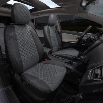 14 249 р. Чехлы сидений (экокожа/алькантара, 40/60) Автопилот Ромб Volkswagen Polo 9N1 хэтчбэк 5 дв. дорестайлинг (2001-2005) (черный/серый)  с доставкой в г. Воронеж. Увеличить фотографию 6
