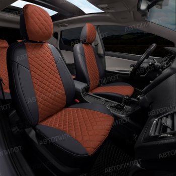 10 249 р. Чехлы сидений (экокожа/алькантара, спл.) Автопилот Ромб BMW 3 серия E46 седан дорестайлинг (1998-2001) (черный/темно-коричневый)  с доставкой в г. Воронеж. Увеличить фотографию 7
