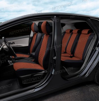 10 249 р. Чехлы сидений (экокожа/алькантара, спл.) Автопилот Ромб BMW 3 серия E46 седан дорестайлинг (1998-2001) (черный/темно-коричневый)  с доставкой в г. Воронеж. Увеличить фотографию 6