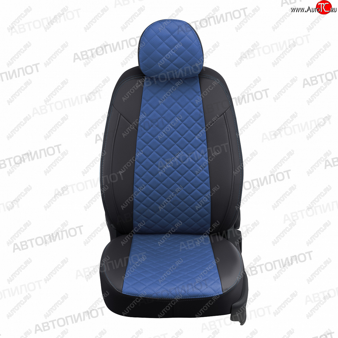 8 749 р. Чехлы сидений (экокожа, 60/40) Автопилот Ромб  Hyundai Accent  2 LC (1999-2012) седан дорестайлинг (ТагАЗ) (черный/синий)  с доставкой в г. Воронеж