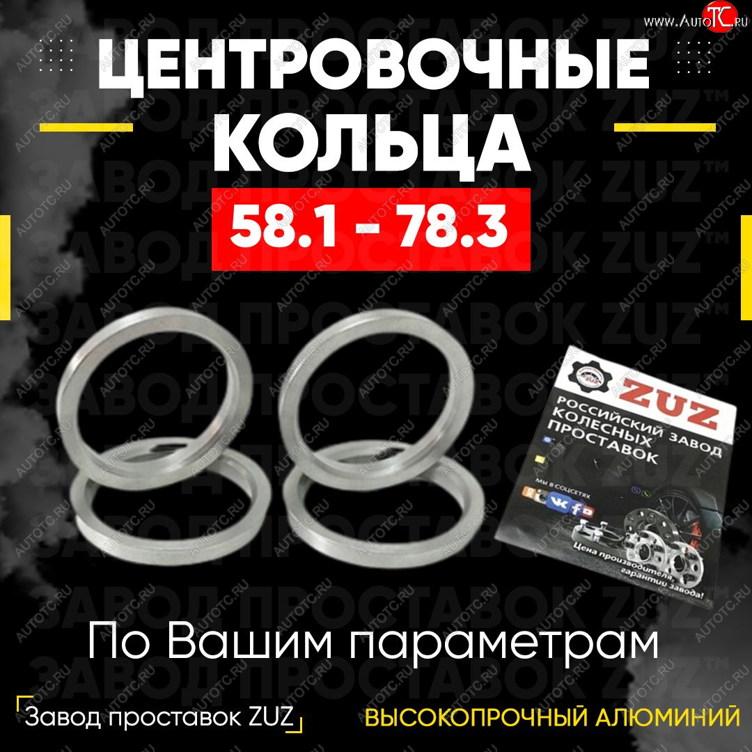 1 799 р. Алюминиевое центровочное кольцо (4 шт) ЗУЗ 58.1 x 78.3    с доставкой в г. Воронеж