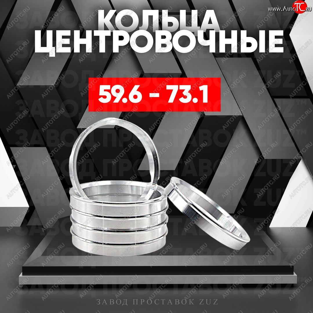 1 799 р. Алюминиевое центровочное кольцо (4 шт) ЗУЗ 59.6 x 73.1    с доставкой в г. Воронеж