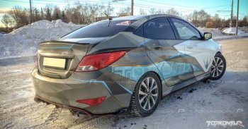 1 799 р. Диффузор заднего бампера TopKontur Design Hyundai Solaris RBr седан рестайлинг (2014-2017) (Неокрашенный)  с доставкой в г. Воронеж. Увеличить фотографию 2