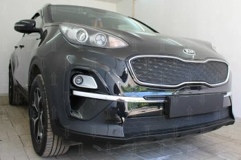 6 249 р. Защитная сетка в бампер (верх, ячейка 4х10 мм) Alfeco Премиум  KIA Sportage  4 QL (2018-2022) рестайлинг (Чёрная)  с доставкой в г. Воронеж. Увеличить фотографию 4