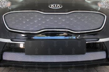 6 399 р. Защитная сетка в бампер (верх, ячейка 4х10 мм) Alfeco Премиум  KIA Sportage  4 QL (2018-2022) рестайлинг (Хром)  с доставкой в г. Воронеж. Увеличить фотографию 2