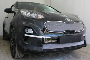 6 399 р. Защитная сетка в бампер (верх, ячейка 4х10 мм) Alfeco Премиум  KIA Sportage  4 QL (2018-2022) рестайлинг (Хром)  с доставкой в г. Воронеж. Увеличить фотографию 3