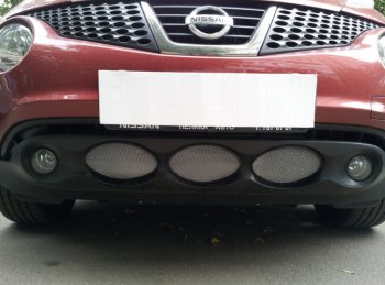 3 399 р. Защитная сетка в бампер (низ, ячейка 3х7 мм) Стрелка11 Стандарт Nissan Juke 1 YF15 дорестайлинг (2010-2014) (Хром)  с доставкой в г. Воронеж. Увеличить фотографию 2
