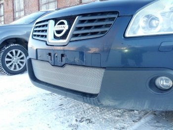 3 179 р. Защитная сетка в бампер (низ, ячейка 3х7 мм) Стрелка11 Стандарт  Nissan Qashqai  1 (2007-2010) дорестайлинг (Хром)  с доставкой в г. Воронеж. Увеличить фотографию 2