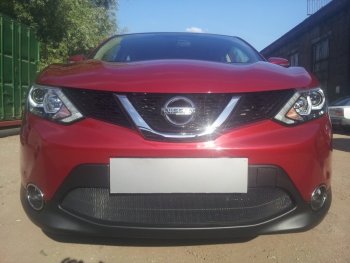 3 199 р. Защитная сетка в бампер (низ, ячейка 3х7 мм) Стрелка11 Стандарт  Nissan Qashqai  2 (2013-2019) J11 дорестайлинг (Чёрная)  с доставкой в г. Воронеж. Увеличить фотографию 2