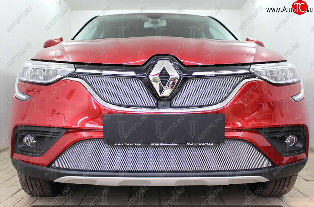4 999 р. Защитная сетка в бампер (низ, ячейка 4х10 мм) Стрелка11 Премиум  Renault Arkana (2019-2025) (Хром)  с доставкой в г. Воронеж