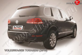 6 899 р. Защита задняя Slitkoff  Volkswagen Touareg  NF (2010-2014) дорестайлинг (Цвет: черный)  с доставкой в г. Воронеж. Увеличить фотографию 1