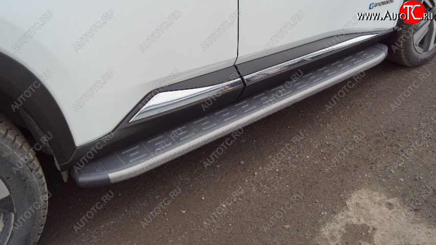22 999 р. Пороги алюминиевые с пластиковой накладкой ТСС Тюнинг  Nissan X-trail  4 T33 (2021-2025) дорестайлинг (карбон серые)  с доставкой в г. Воронеж