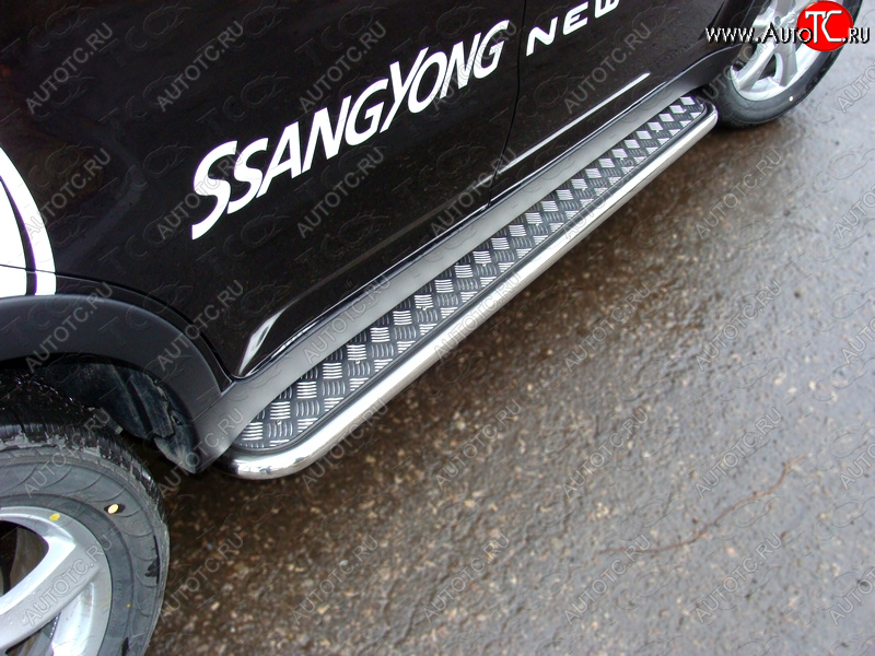 27 849 р. Пороги с площадкой 42,4 мм ТСС Тюнинг SSANGYONG Actyon рестайлинг (2013-2021) (серые)  с доставкой в г. Воронеж