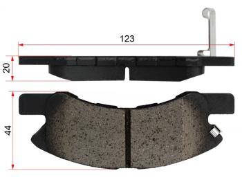 Колодки тормозные перед (123х44х20 мм) SAT Daihatsu Mira e:S LA300S,LA310S рестайлинг (2013-2017)