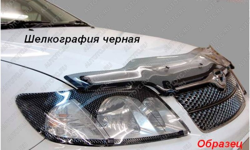 2 199 р. Защита фар CA-Plastic  Honda Fit  1 (2001-2007) GD дорестайлинг, GD 1-ый рестайлинг, GD 2-ой рестайлинг (Шелкография черная)  с доставкой в г. Воронеж