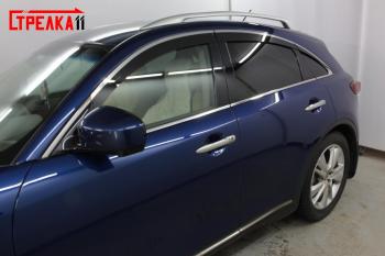 6 999 р. Дефлекторы окон 2D с хром накладками Стрелка11  INFINITI QX70  S51 (2013-2020) (черные)  с доставкой в г. Воронеж. Увеличить фотографию 2